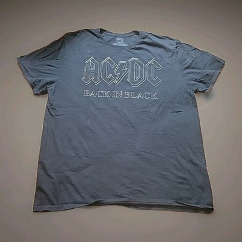 AC/DC Back In Black Graphic Print Men's Black Short Sleeve Shirt XL EXTRA LARGE